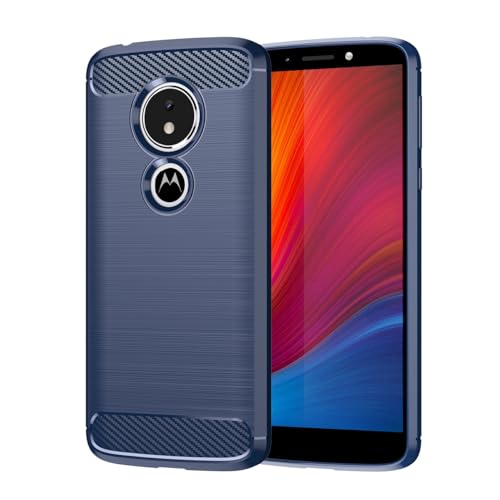 Vavies Funda para Moto G6 Play Case, para Motorola E5 Carcasa Capa de Fibra de Carbono con Núcleo de TPU Flexible, Protección para Motorola Moto E5 Azul
