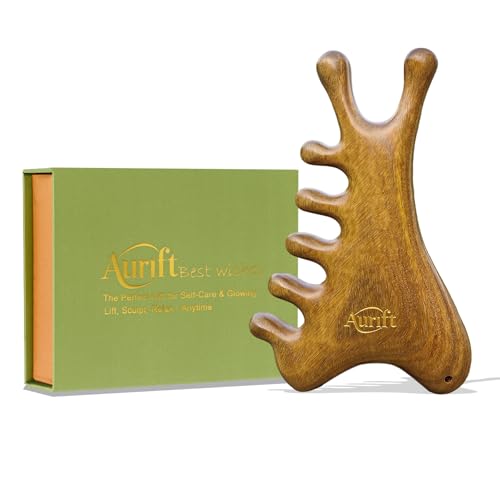 4-in-1 Gua Sha Tool for Face & Body, Natural Green Sandalwood – L...
