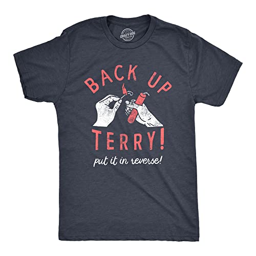 Mens Back Up Terry Put It in Reverse T Shirt Funny Fireworks Sarcastic Viral Video Fourth of July Tee for Guys Funny T Shirts Patriotic Apparel for Men Navy - S