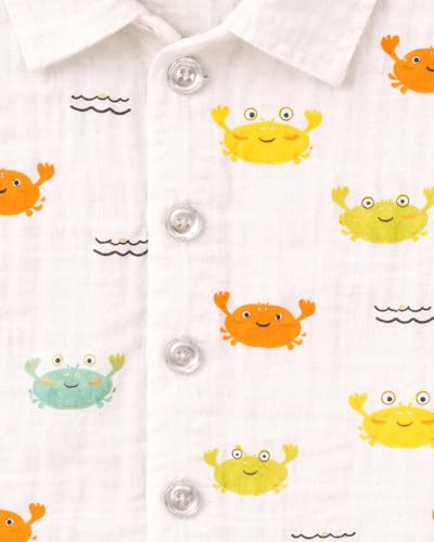 Image of Kuchipoo Boys 100% Muslin Organic Cotton Co-Ord Set | Printed Half Sleeve Shirt & Shorts | Soft Breathable Fabric | Casual Summer Wear | Boys Stylish Outfit