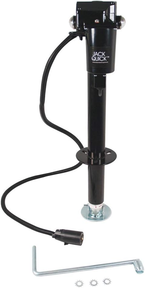 JQ-3000-7P Power A-Frame Electric Tongue Jack with 7-Way Plug - 3,250 lbs. Lift Capacity, Black,Silver