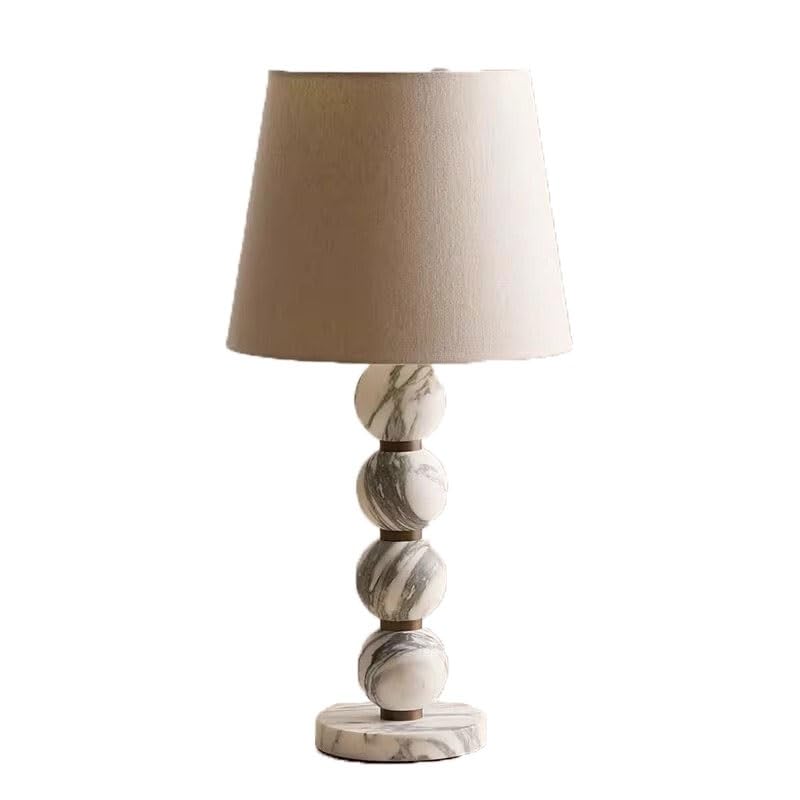 Lampa Stołowa Lampa biurkowa do minimalistycznego salonu, gabinetu, sypialni w kremowym stylu, przy łóżku Romantyczna lampka na biurko | Elegant fabric & marble desk lamp, warm ambiance for home office bedside decor