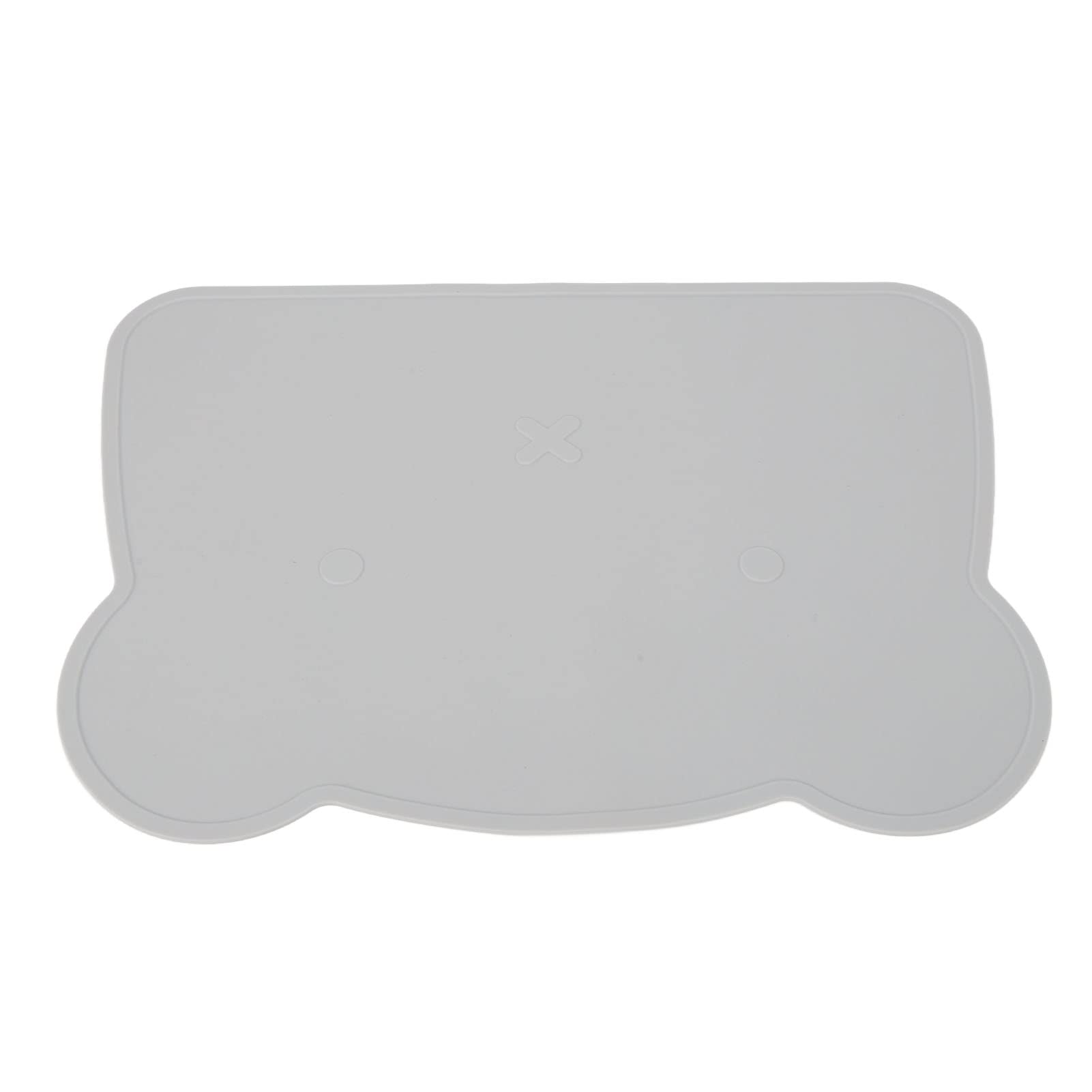 Toddler Placemats for Dining Table, Silicone Placemats for Toddlers Kids Bear Shape Anti Slip Soft Elastic Silicone 14.4X10.4in for Home Hotel Restaurant (Grey)