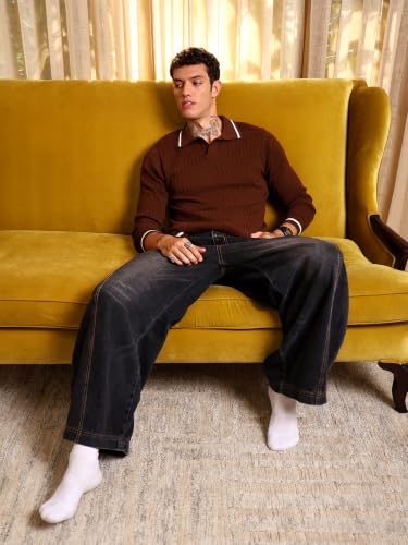 Image of Kvetoo Full Sleeve Winter Wear Woolen Collar Polo Sweater for Men