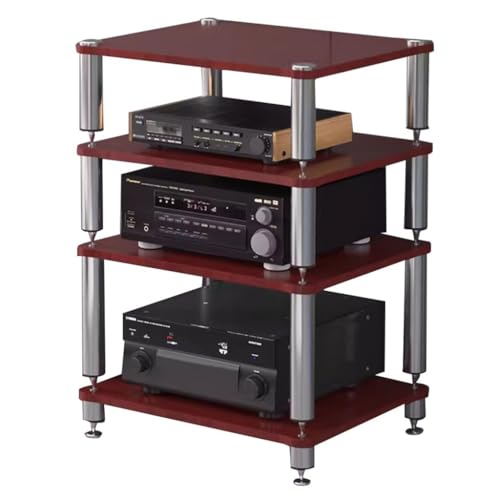 Easnuroz HIFI-Audio-Schrank 2/3/4-stöckiger HIFI-Plattenspieler-Ständer HiFi-Racks Und -Ständer Audio-Rack-Schrank AV-Regal TV-Tisch Für Verstärker/Turntable/Sky Box/Drucker(Brown 60*48*76cm(4Tier))