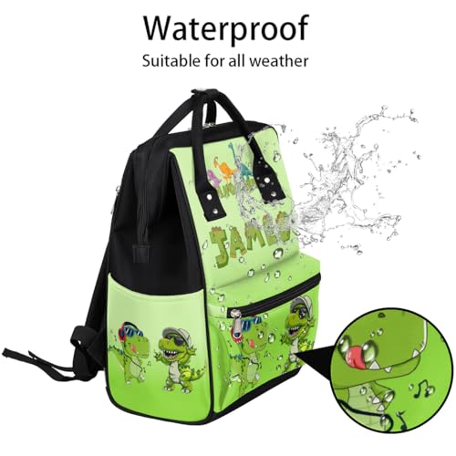 Image of Baby-Boys Dinosaur-Diaper-Backpack Custom-Name Nappy-Bag for Boys