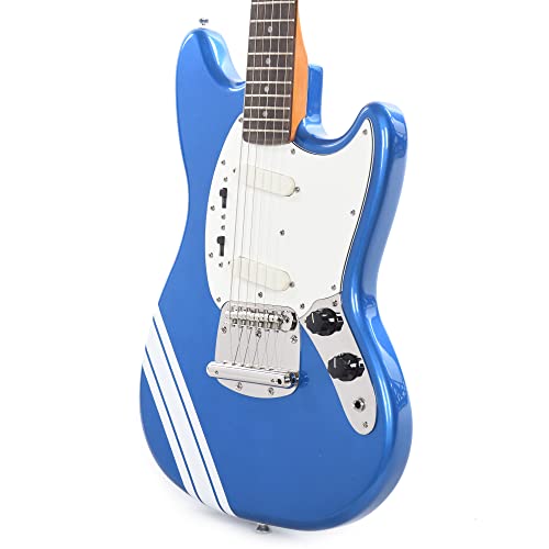 Squier Classic Vibe ’60s Mustang Competition – touche laurier – Lake Placid Blue avec rayures Bleu - Les Beatles, Paul McCartney, John Lennon, RIngo Starr, George Harrison Squier Classic Vibe '60s Mustang Competition - touche laurier - Lake Placid Blue avec rayures Bleu – Image 3