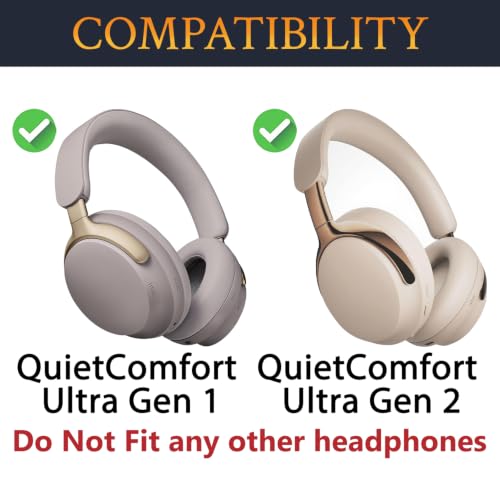 Image of SOULWIT Replacement Earpads for Bose QC Ultra /New QuietComfort Ultra(2nd Gen) Wireless Headphones, Ear Pads Cushions with Softer Protein Leather, High-Density Noise Isolation Foam - Driftwood Sand