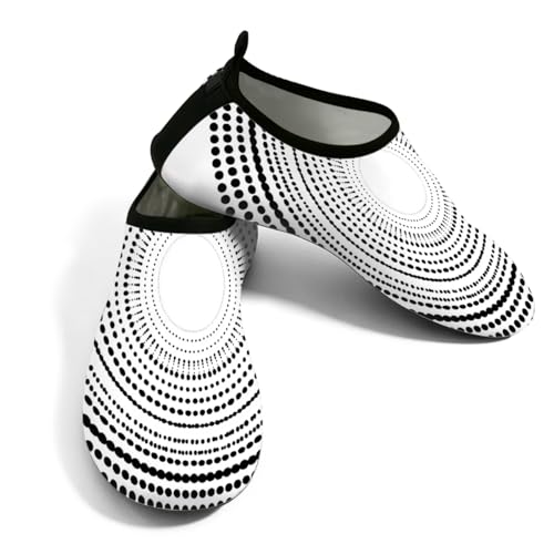 Zapatos de agua para mujer y hombre, con estampado artístico de lunares, color negro, zapatos de playa, calcetines de natación de secado rápido, Estampado artístico de lunares negros, 40/41 EU