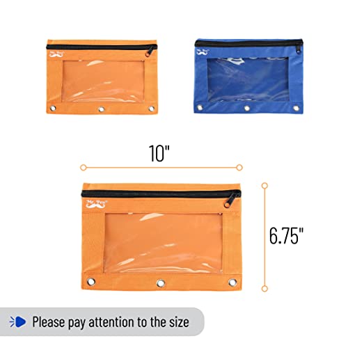 Mr. Pen - Pencil Pouch, Blue And Orange, 2 Fabric Pencil Pouches, Binder Pockets, Pencil Case, Binder Pouch, Pencil Bags, Pencil Pouch 3 Ring, Pencil Bags With Zipper, Zippered Pencil Pouch, Canvas #TOP2