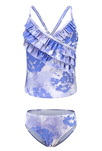 Image of Girls Tankini Swimsuits Two Piece Bathing Suit Hawaiian Ruffle Swimwear Set for Kids Girls 3-16 Years