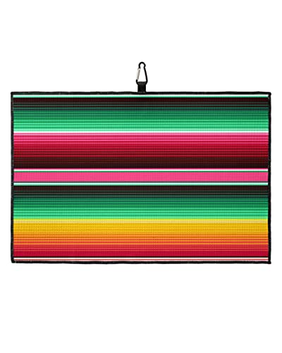 Mexican Stripe Golf Towel 24X16In, Absorbent Water Quick Dry Microfiber Golf Towel With Clip, Soft Sports Towel Golf Accessory For Men Women, Gift For Golf Fan, Mexican Style Colorful Pinstripes #TOP2