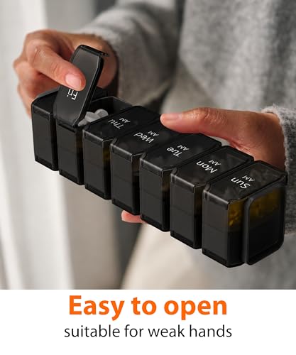 Image of Extra Large Pill Organizer 2 Times a Day - XL Pill Box 7 Day with Big AM /PM Compartments - Fits Large Vitamins, Supplements & Gummies, for 7 or 14-Day Use, Color-Coded, Senior-Friendly, No Spills