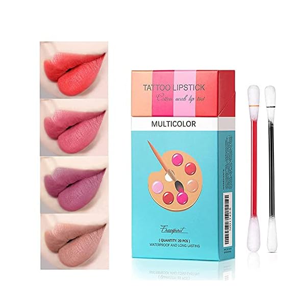 Blitzby-20-Pcs-Tattoo-Lipstick-Cigarette-Cotton-Swab-Lip-Stain-Portable-Non-Stick-Liquid-Lipstick-Long-Lasting-and-Waterproof-Lip-Tint-Multicolor Blitzby 20 Pcs Tattoo Lipstick Cigarette Cotton Swab Lip Stain, Portable Non-Stick Liquid Lipstick, Long-Lasting, and Waterproof Lip Tint. (Red)