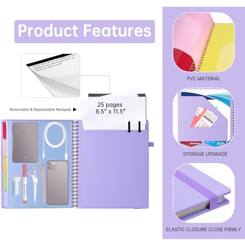 Image of HAUTOCO Leather Clipboard Folio, Spiral Organizer with Notepad & Storage
