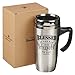 Christian Art Gifts Stainless Steel Travel Mug Double-Wall Vacuum Insulated Coffee Cup with Lid and Handle 16 oz BPA-free Lead-free Eco-Friendly Mug - Blessed Is The Man - Psalm 84:5