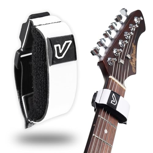 Image of Gruv Gear Fret Wrap & Guitar Mute Pro, Fretwrap for Acoustic, Electric & Bass | String Dampener Recording, Tapping & Practice Accessory (1 Pack, Large White, Fits 6 String Bass, 8 String Guitar)