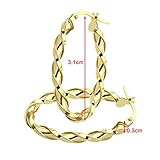 Citerna 9ct Yellow Gold Diamond Cut Sharp Twist Oval Hoop Earrings - Image 2