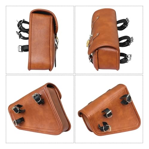 Bolsa basculante lado izquierdo de cuero retro para moto Softail y Dyna 4