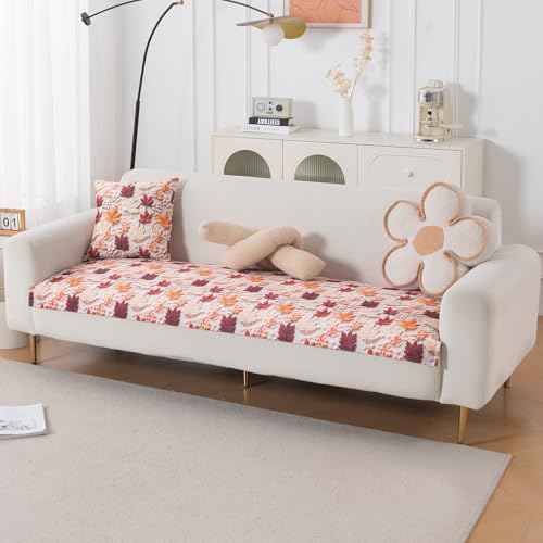 Image of HOKIPO 'Nature Muse 7D' Premium HD Printed Holland Velvet Sofa Cushion Cover | 16x16 Inch (40x40 cm) | Pack of 2, Autumn Maple (IN-923-D1*2)