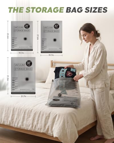 Image of Vacuum Storage Bags with Rechargeable Pump for Travel, 15 Combo Set