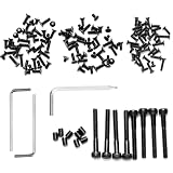 Red Dot Screw Set, M3/M3.5/M4 Torx Anti-Stripping and M4 Hex Screws，6mm/8mm/10mm/12mm/14mm Length,Standard Head Torx Key Screws,8 Pieces per Size, with Installation Tools Included(136 Screws,Black)