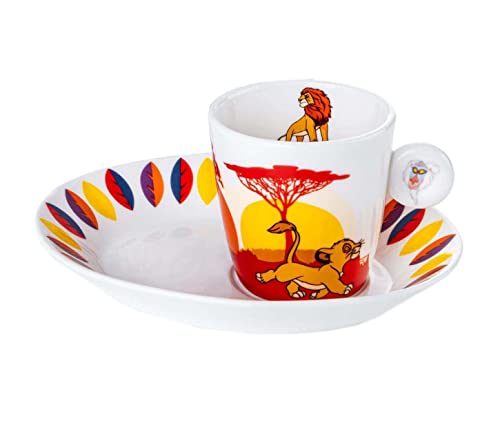 Image of The English Ladies Co Disney The Lion King Espresso Cup and Saucer, Fine Bone China, 14 × 11.5 × 5.5 cm, Multicolor