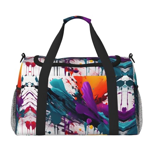 paint splatter print Weekender Overnight Carry On Bag Gym Luggage Bag Duffel Bag for Travel Women