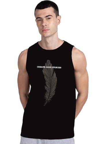 Image of Bewakoof Men Make Tracks Graphic Print Blue Sleeveless Round Neck Vest