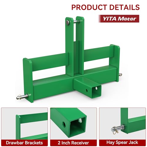 Image of YITAMOTOR 3 Point Quick Hitch with 2 inch Receiver for Category 1, 3 Pt Tractor Trailer Hitch Drawbar Adapter Attachments with Suitcase Weight Brackets