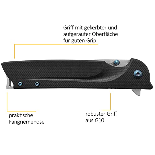 Camillus Keto 8" Folding Knife, Titanium Bonded 420 Stainless Steel Drop-Point 3" Blade With Pocketclip (19392),Black #TOP4