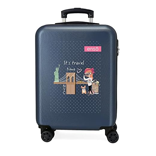 Enso Travel Time Maleta de Cabina Azul 38x55x20 cms Rígida ABS Cierre de combinación Lateral 35L 2 kgs 4 Ruedas Dobles Equipaje de Mano