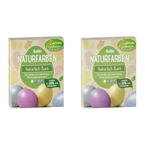 Heitmann Eierfarben - Naturfarben Natürlich Bunt - Gelb/Grün/Volett/Blau, 4 Gramm (Packung mit 2)