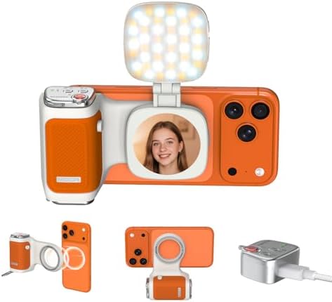 COMITOK iPhone Camera Grip MOCA with Magnet Fill Light & Mirror f...