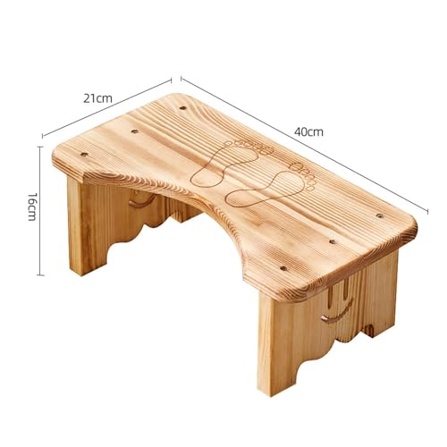 Almencla Banqueta de madeira para banheiro, banco compacto para pés, presentes, penico, banco para v