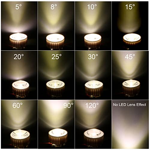 Image of PATIKIL 20mm LED Lens 10 Degree with Plastic Holder, 20 Set Acrylic Optical Lenses for 1W 3W High Power LED Light, White /Transparent