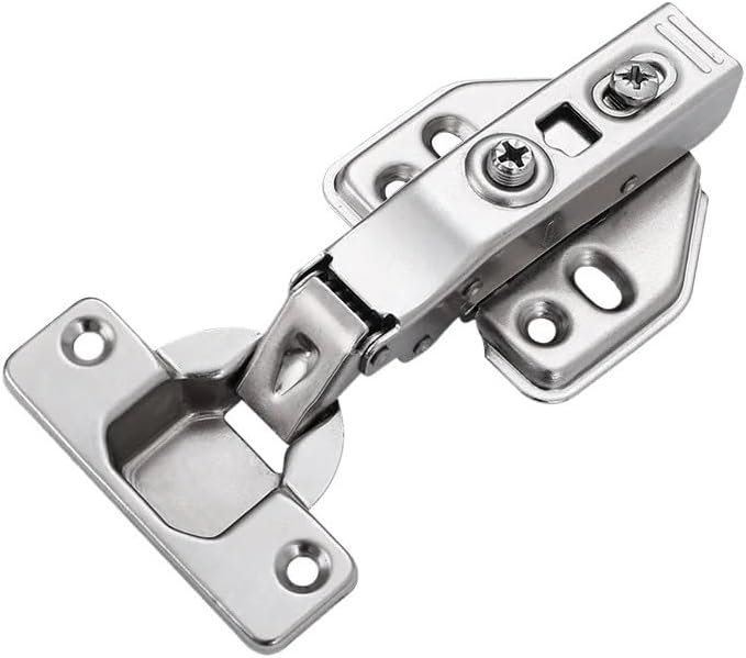 1pc Hydraulic Cold-Rolled Steel Cabinet Wardrobe Door Hinge Silent Furniture Door Bracket Fixed Installation Damping(Fixed-Silver Type A Big Bend)