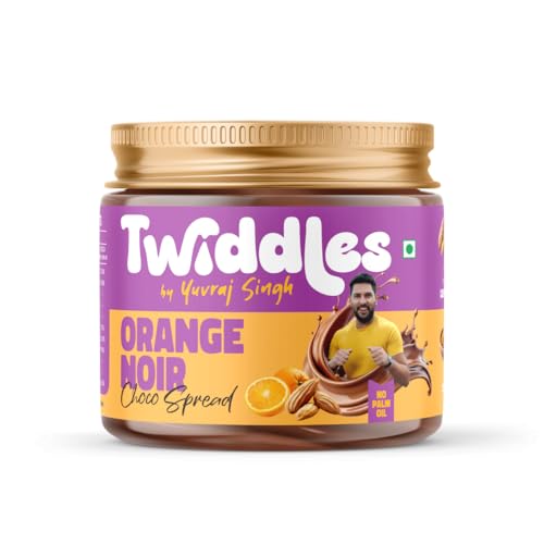Image of Twiddles Chocolate Orange Spread,250g(Creamy) - 72% California Almonds & Cashews |17g Protein |Vegan | Rich in Vitamins |Zero Refined Sugar | No Palm Oil or Preservatives | Sweetened with Jaggery | Gluten free | Yuvi's Favorite