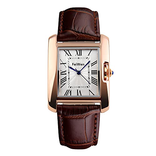 Montre quartz femme anti-allergie en acier inoxydable et cuir véritable