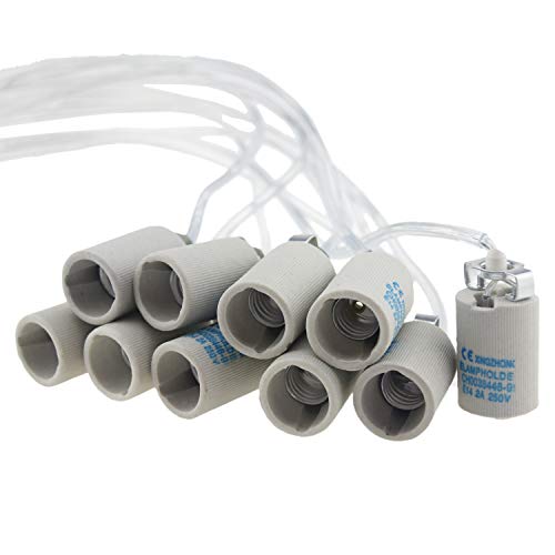 10pcs Ceramic Standard Medimun Screw Base Socket E14 Bulb Holders With Wire for Hot Halogen Bulb (E14 10pcs)