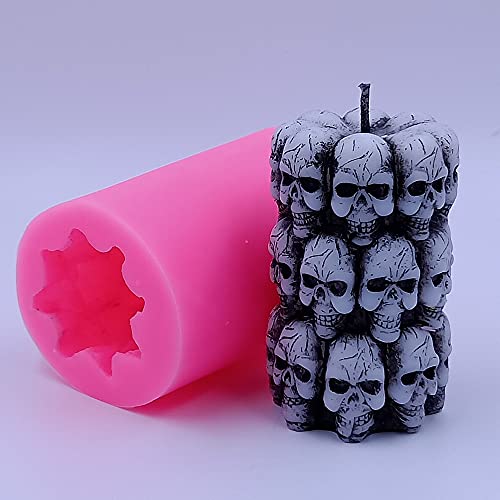 3D Skull Design Silicone Candle Mold Decorated Pillar Candle Mould Handcrafted Silicone Molds For Candle Wax Resin Gyspum Crafts Making #TOP6