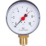Anzeigebereich: 0-10 bar Afriso Manometer 1/2 Zoll unten 0-10 bar Gehäuse 80 mm