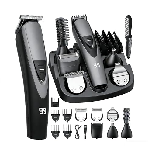 SHPAVVER Electric Beard Trimmer for Men: 12-in-1 Professional Barber Hair Clippers - Cordless Grooming Kit - Turbo Speed & Precision Blades