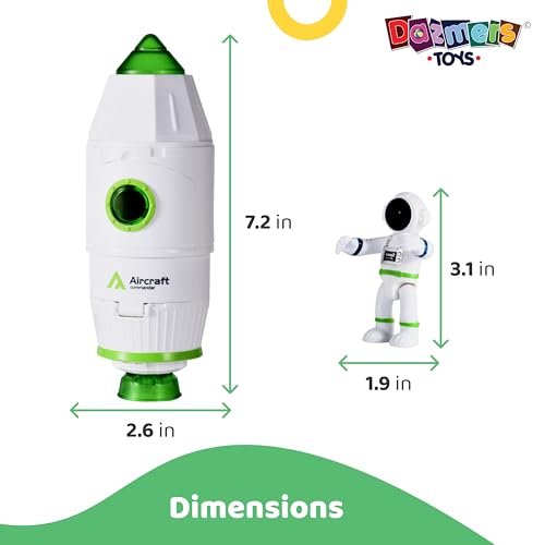 Dazmers Spaceship Toy Set - Spacecraft Toy with Light Effect for Boys - Shuttle Rocket Ship Playset for Kids - Gift-Worthy for Cosmic Enthusiast - 7.2\'\' x 2.6\'\' - White