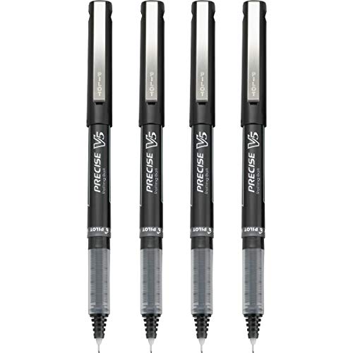 Pilot, Precise V5, Capped Liquid Ink Rolling Ball Pens, Extra Fine Point 0.5 mm, Black, Pack of 4 3 41VFTl6JBQL