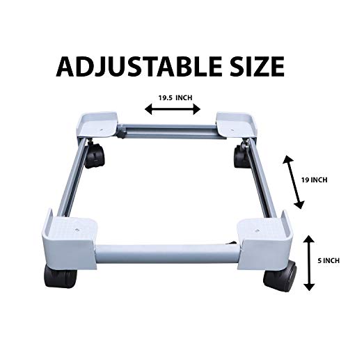 Image of Zureni Refrigerator Trolley with 360 Rotating Wheel Heavy Duty Adjustable Stand for Front or Top Load Washing Machine Fridge Dishwasher (Light Grey, Pack of 1)