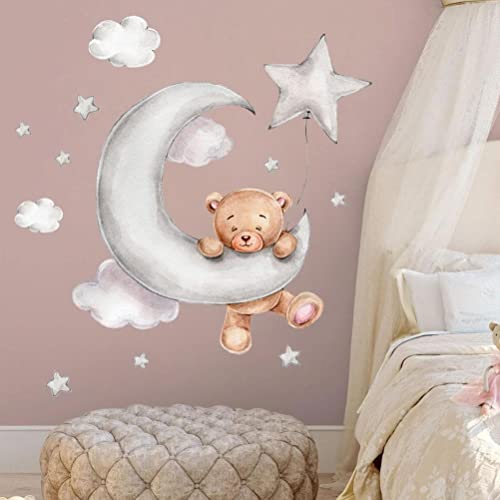 Vinilos Decorativos Oso Durmiendo en Luna y Estrellas 2 Pcs miniatura 4