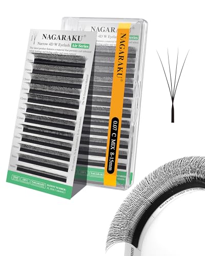 NAGARAKU �܂��G�N�X�e���V���� �������J������W�^�}�c�G�N Narrow 4D W Shape Eyelash 4D���b�V�� 0.07mm C�J�[�� ����8-15mmMix 12�� �� �i�`������ �y�� �ɍ�