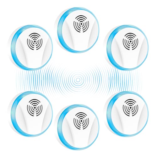 Répulsif Antiparasitaire à Ultrasons 6 Pack, Plug in Appareil Ultrason Souris, Non-Toxique, Antiparasitaire pour Moustiques, Souris, Araignées, Cafards,...