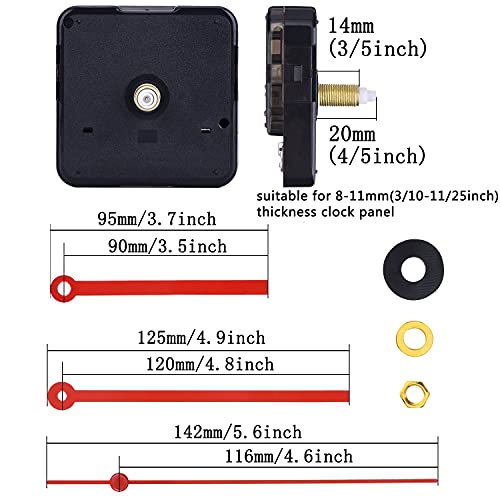 PMELCXD Silence Quartz Clock Movement, 11/25 Inch Maximum Dial Thickness, 4/5 Inch Total Shaft Length (Red)… - Image 2